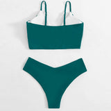Vibrant V Neck Wrap Trim Bralette Brazilian Two Piece Bikini Swimsuit
